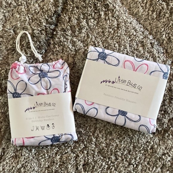 Little Buds Co- While Flower Bamboo Swaddle & Cover - Picture 1 of 5
